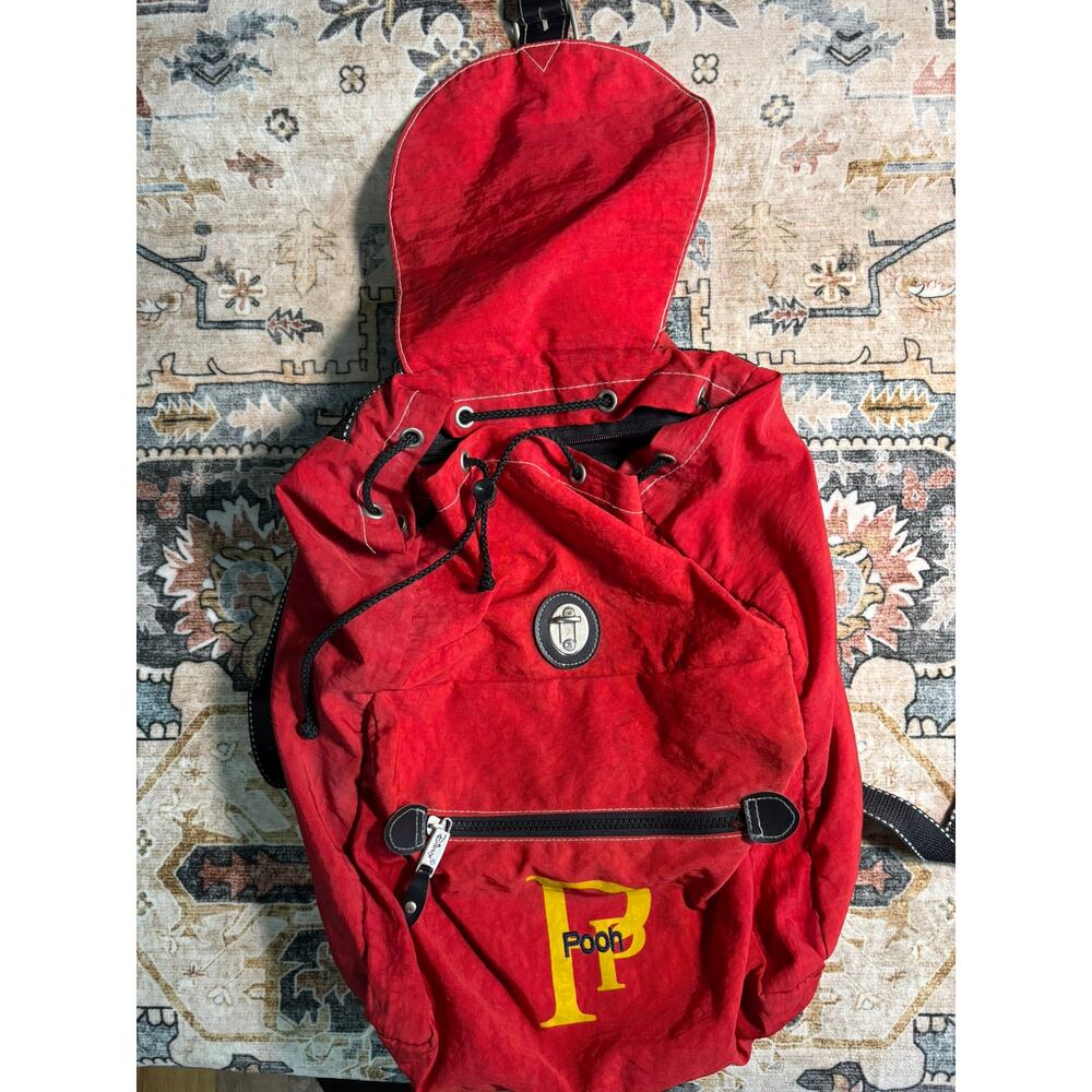 Vintage Winnie The Pooh Backpack 90s Disney Pooh Bear Red Bag - Image 9